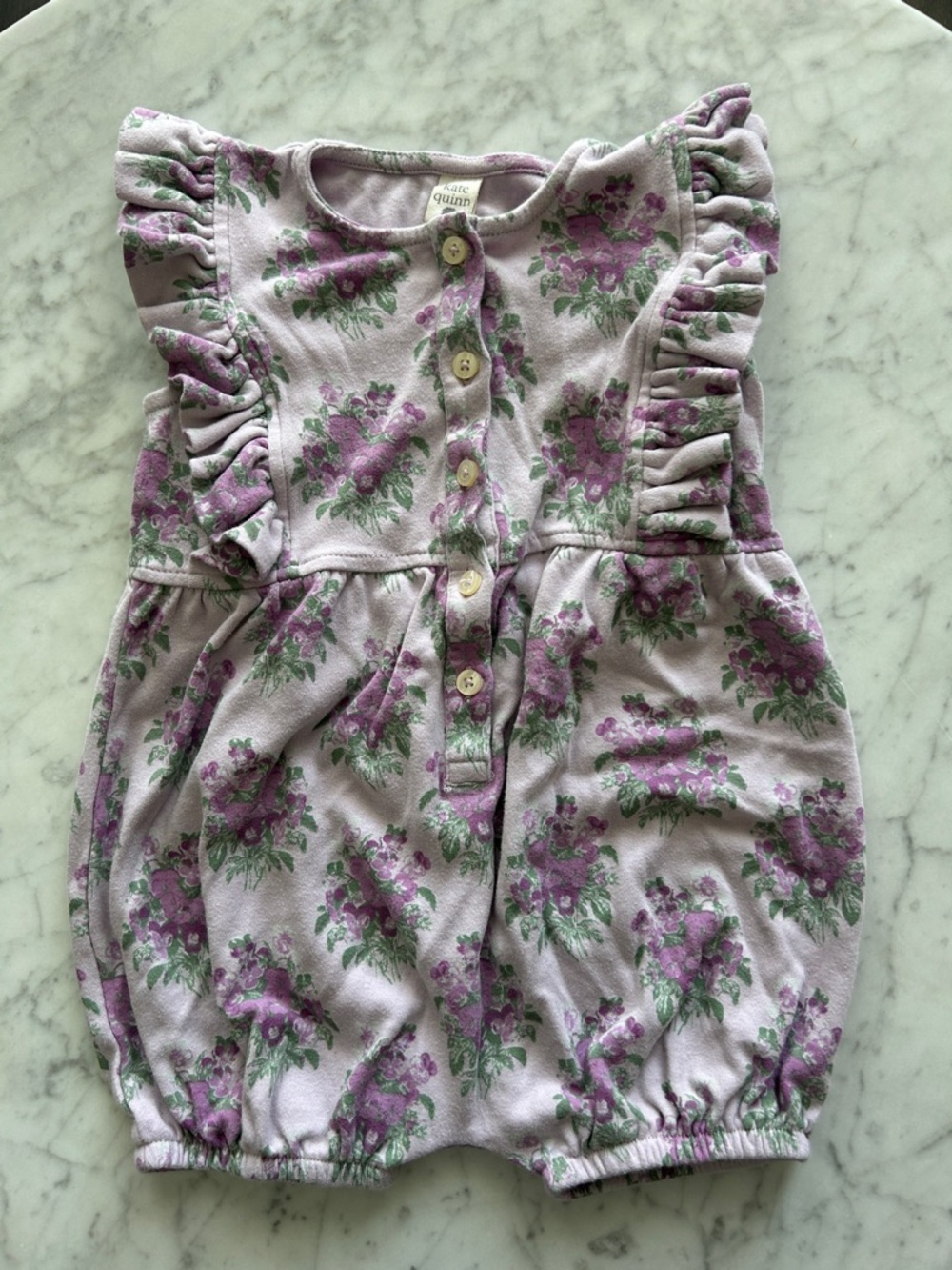 Kate Quinn Lavender Floral Ruffle Baby Romper size 4T